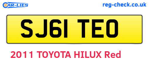 SJ61TEO are the vehicle registration plates.