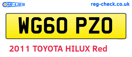 WG60PZO are the vehicle registration plates.