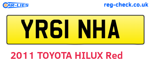 YR61NHA are the vehicle registration plates.