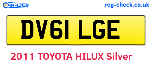 DV61LGE are the vehicle registration plates.