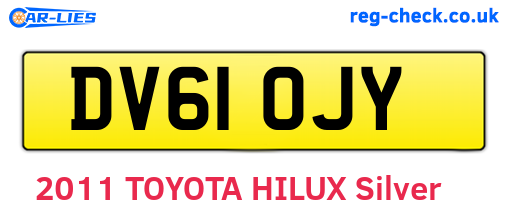 DV61OJY are the vehicle registration plates.