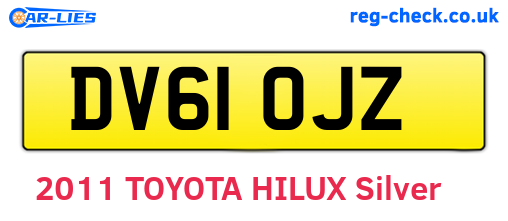 DV61OJZ are the vehicle registration plates.