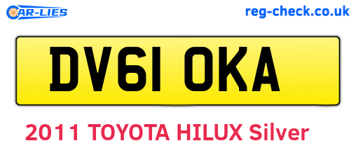 DV61OKA are the vehicle registration plates.