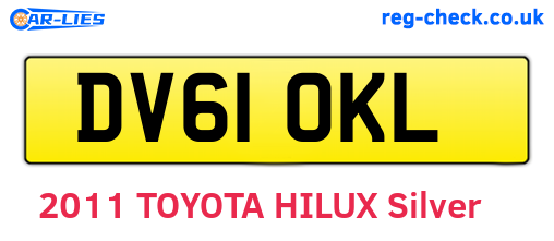 DV61OKL are the vehicle registration plates.