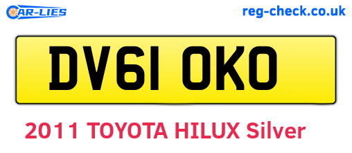 DV61OKO are the vehicle registration plates.