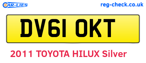 DV61OKT are the vehicle registration plates.