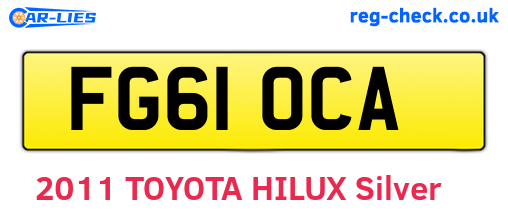 FG61OCA are the vehicle registration plates.