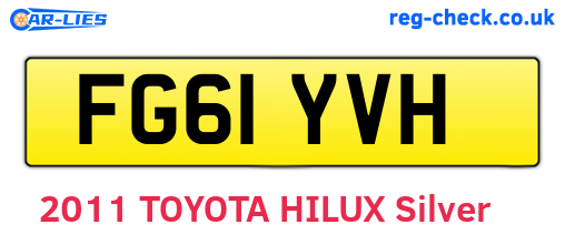 FG61YVH are the vehicle registration plates.