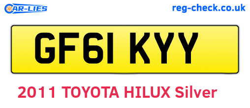 GF61KYY are the vehicle registration plates.