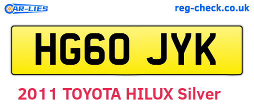 HG60JYK are the vehicle registration plates.