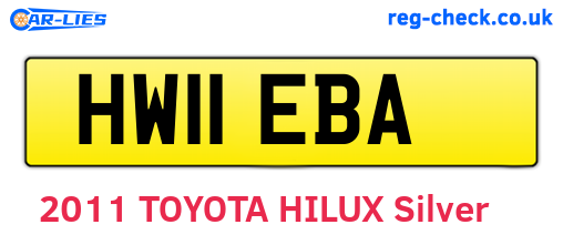 HW11EBA are the vehicle registration plates.