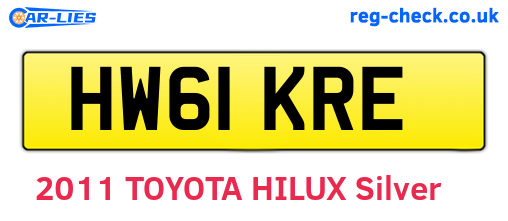 HW61KRE are the vehicle registration plates.