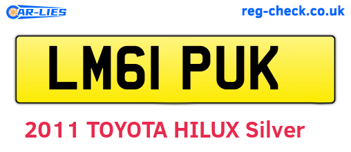 LM61PUK are the vehicle registration plates.