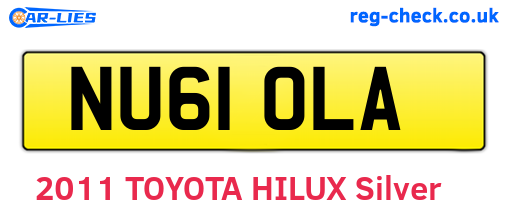 NU61OLA are the vehicle registration plates.