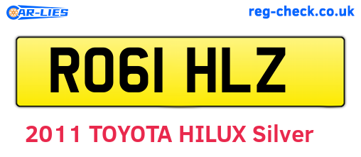 RO61HLZ are the vehicle registration plates.
