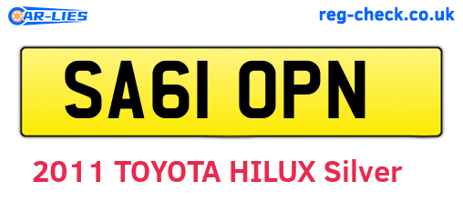 SA61OPN are the vehicle registration plates.