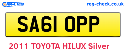 SA61OPP are the vehicle registration plates.