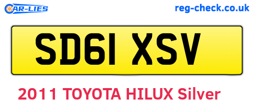 SD61XSV are the vehicle registration plates.