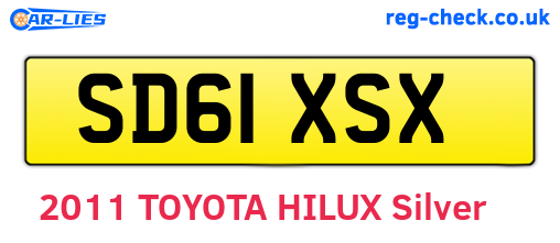 SD61XSX are the vehicle registration plates.