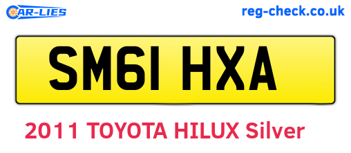 SM61HXA are the vehicle registration plates.