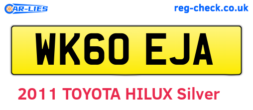 WK60EJA are the vehicle registration plates.