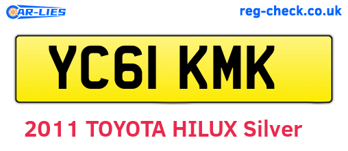 YC61KMK are the vehicle registration plates.