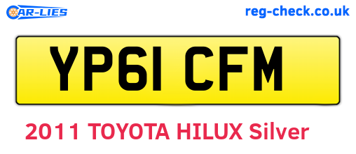 YP61CFM are the vehicle registration plates.