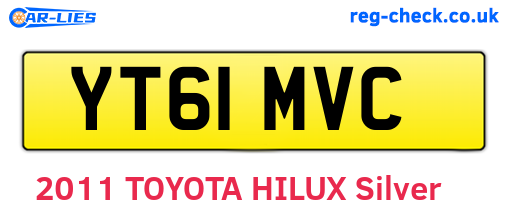 YT61MVC are the vehicle registration plates.