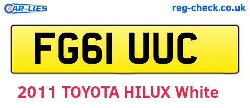 FG61UUC are the vehicle registration plates.
