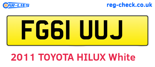 FG61UUJ are the vehicle registration plates.