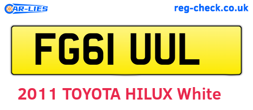 FG61UUL are the vehicle registration plates.