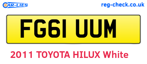 FG61UUM are the vehicle registration plates.