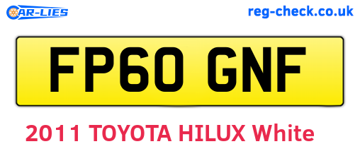 FP60GNF are the vehicle registration plates.