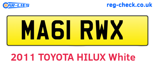 MA61RWX are the vehicle registration plates.