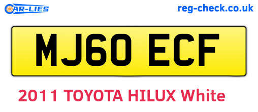 MJ60ECF are the vehicle registration plates.