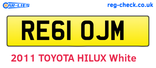RE61OJM are the vehicle registration plates.