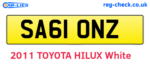 SA61ONZ are the vehicle registration plates.