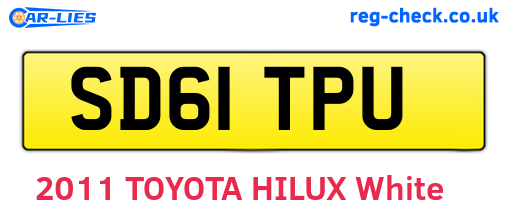 SD61TPU are the vehicle registration plates.