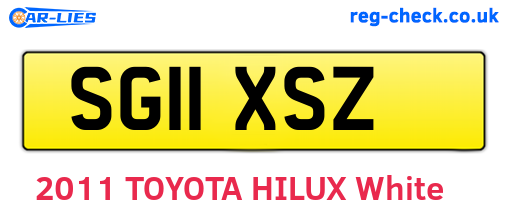 SG11XSZ are the vehicle registration plates.