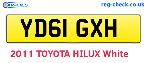YD61GXH are the vehicle registration plates.