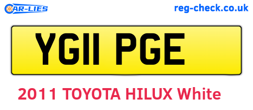 YG11PGE are the vehicle registration plates.