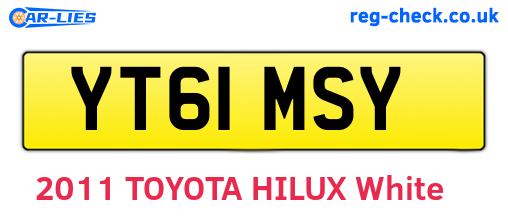 YT61MSY are the vehicle registration plates.