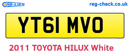 YT61MVO are the vehicle registration plates.