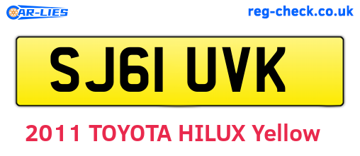 SJ61UVK are the vehicle registration plates.