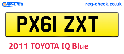PX61ZXT are the vehicle registration plates.
