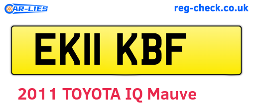 EK11KBF are the vehicle registration plates.