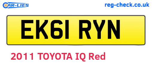 EK61RYN are the vehicle registration plates.