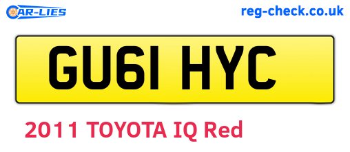 GU61HYC are the vehicle registration plates.