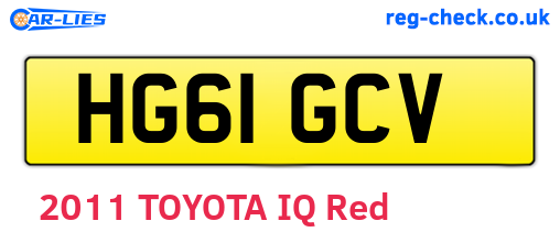 HG61GCV are the vehicle registration plates.