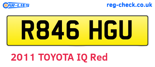 R846HGU are the vehicle registration plates.
